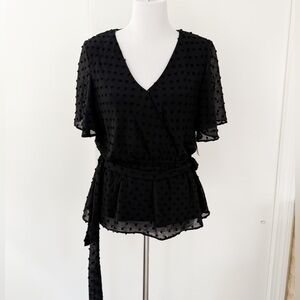 Black Tie Waist Blouse by SO NWT